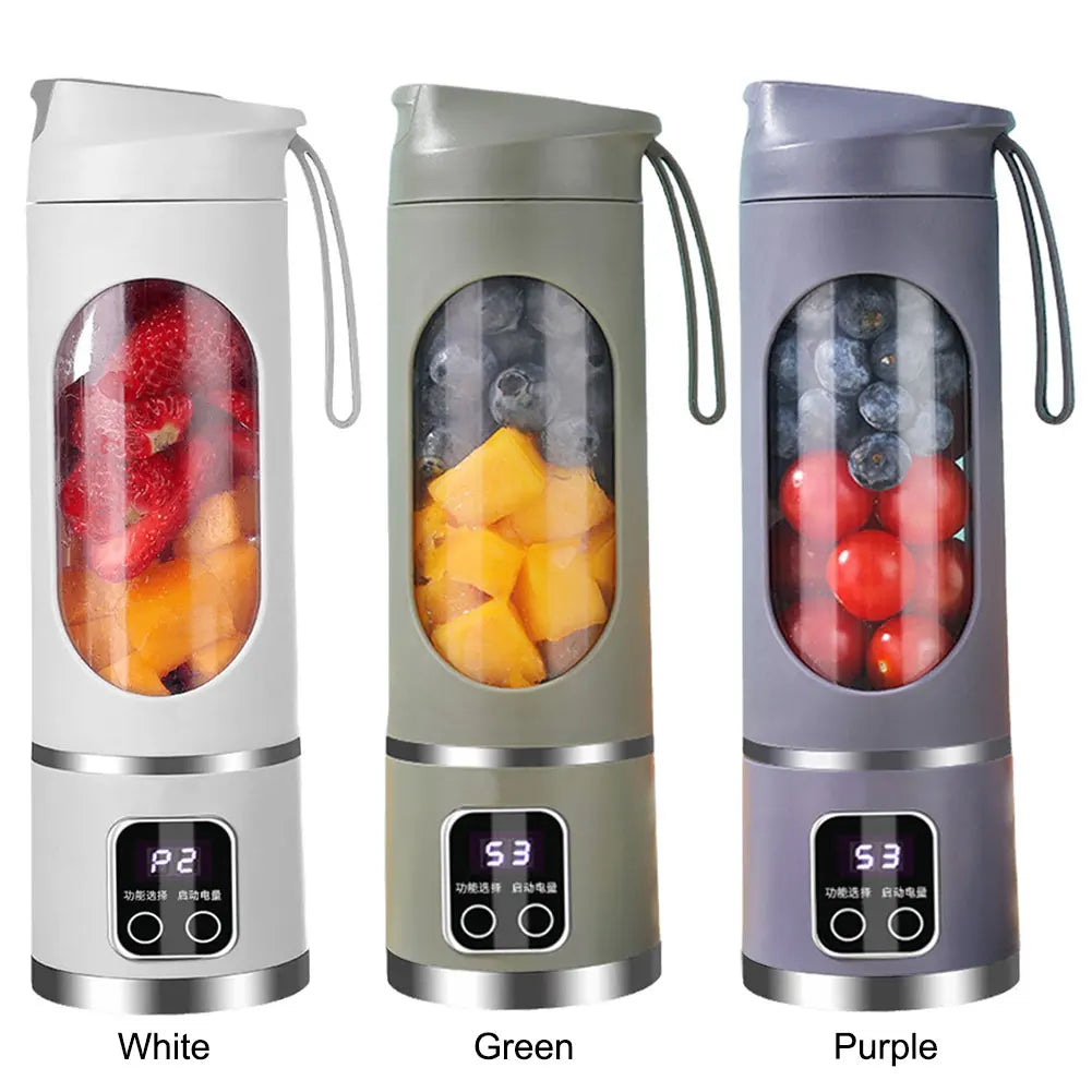 Portable Blender 450ml Electric Juicer Fruit Mixers 1500mAh USB Rechargeable Smoothie Mini Electric Juicer with 12 Blades