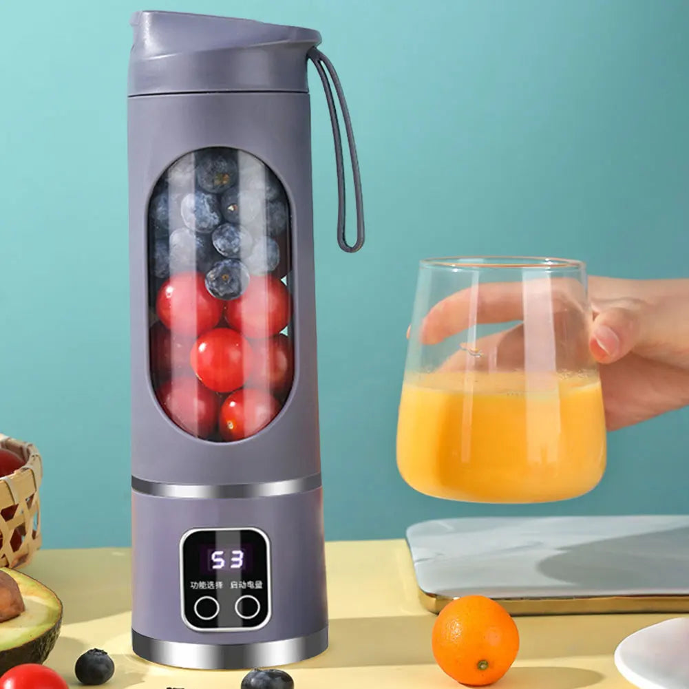 Portable Blender 450ml Electric Juicer Fruit Mixers 1500mAh USB Rechargeable Smoothie Mini Electric Juicer with 12 Blades