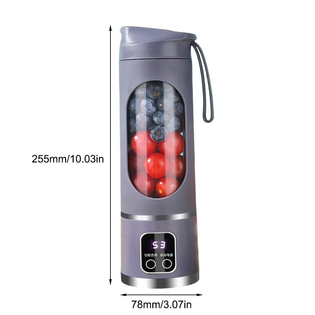 Portable Blender 450ml Electric Juicer Fruit Mixers 1500mAh USB Rechargeable Smoothie Mini Electric Juicer with 12 Blades